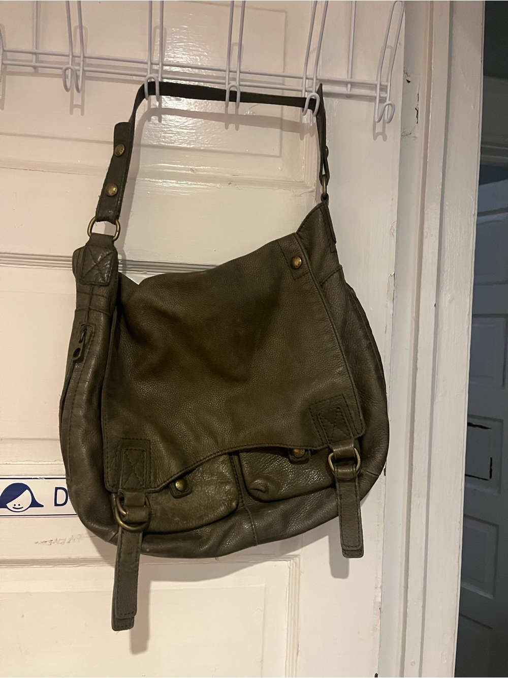 Marc New York Olive Green Leather Hobo Shoulder Bag
